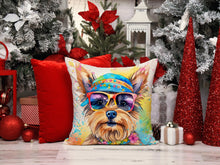 Load image into Gallery viewer, Yorkshire Terrier Hippie Dawg Throw Pillow - 14x14 Decorative Pillow – Art for Your Home &amp; Patio