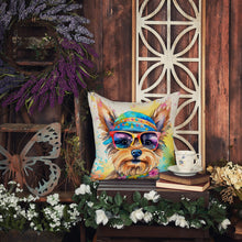Load image into Gallery viewer, Yorkshire Terrier Hippie Dawg Throw Pillow - 14x14 Decorative Pillow – Art for Your Home &amp; Patio