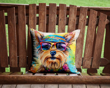 Load image into Gallery viewer, Yorkshire Terrier Hippie Dawg Throw Pillow - 14x14 Decorative Pillow – Art for Your Home &amp; Patio