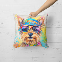 Load image into Gallery viewer, Yorkshire Terrier Hippie Dawg Fabric Decorative Pillow