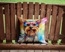 Load image into Gallery viewer, Yorkshire Terrier Hippie Dawg Throw Pillow - 14x14 Decorative Pillow – Art for Your Home &amp; Patio
