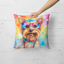 Load image into Gallery viewer, Yorkshire Terrier Hippie Dawg Fabric Decorative Pillow