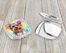 Load image into Gallery viewer, Yorkshire Terrier Hippie Dawg Compact Mirror – Stylish Purse Mirror with Artistic Covers