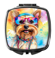 Load image into Gallery viewer, Yorkshire Terrier Hippie Dawg Compact Mirror – Stylish Purse Mirror with Artistic Covers