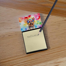 Load image into Gallery viewer, Yorkshire Terrier Hippie Dawg Sticky Note Holder- Refiilable Desk Accessory Note Pad