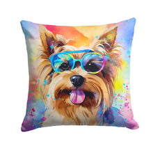 Load image into Gallery viewer, Yorkshire Terrier Hippie Dawg Throw Pillow - 14x14 Decorative Pillow – Art for Your Home &amp; Patio