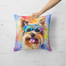 Load image into Gallery viewer, Yorkshire Terrier Hippie Dawg Fabric Decorative Pillow