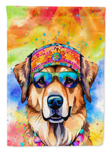 Load image into Gallery viewer, Hippie Dawg Garden Flag – Retro Dog with Sunglasses &amp; Multicolored Background