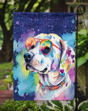 Load image into Gallery viewer, Hippie Dawg Garden Flag – Retro Dog with Sunglasses &amp; Multicolored Background