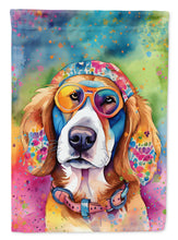 Load image into Gallery viewer, Hippie Dawg Garden Flag – Retro Dog with Sunglasses &amp; Multicolored Background