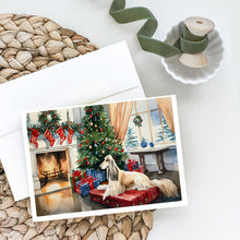Load image into Gallery viewer, Afghan Hound Cozy Christmas Greeting Cards - Blank Note Cards – 8-Pack of Artist-Designed Cards with Envelopes