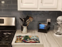Load image into Gallery viewer, Afghan Hound Cozy Christmas Glass Cutting Boards – Durable, Decorative Kitchen Art Large
