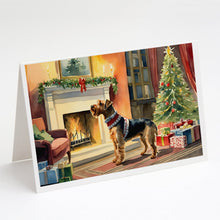 Load image into Gallery viewer, Airedale Terrier Cozy Christmas Greeting Cards - Blank Note Cards – 8-Pack of Artist-Designed Cards with Envelopes