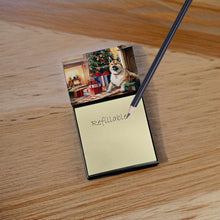 Load image into Gallery viewer, Akita Cozy Christmas Sticky Note Holder- Refiilable Desk Accessory Note Pad