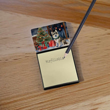 Load image into Gallery viewer, Alaskan Klee Kai Cozy Christmas Sticky Note Holder- Refiilable Desk Accessory Note Pad