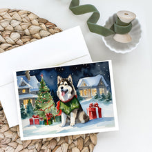 Load image into Gallery viewer, Alaskan Malamute Cozy Christmas Greeting Cards - Blank Note Cards – 8-Pack of Artist-Designed Cards with Envelopes