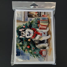 Load image into Gallery viewer, Alaskan Malamute Cozy Christmas Greeting Cards - Blank Note Cards – 8-Pack of Artist-Designed Cards with Envelopes