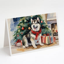 Load image into Gallery viewer, Alaskan Malamute Cozy Christmas Greeting Cards - Blank Note Cards – 8-Pack of Artist-Designed Cards with Envelopes