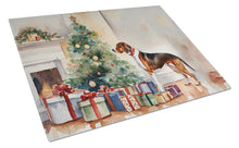 Load image into Gallery viewer, American English Coonhound Cozy Christmas Glass Cutting Boards – Durable, Decorative Kitchen Art Large