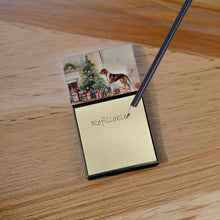 Load image into Gallery viewer, American English Coonhound Cozy Christmas Sticky Note Holder- Refiilable Desk Accessory Note Pad