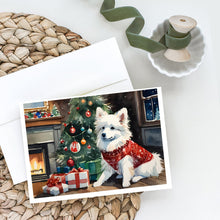 Load image into Gallery viewer, American Eskimo Cozy Christmas Greeting Cards - Blank Note Cards – 8-Pack of Artist-Designed Cards with Envelopes