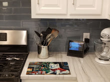 Load image into Gallery viewer, American Eskimo Cozy Christmas Glass Cutting Boards – Durable, Decorative Kitchen Art Large