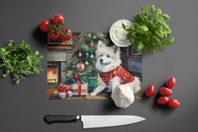 Load image into Gallery viewer, American Eskimo Cozy Christmas Glass Cutting Boards – Durable, Decorative Kitchen Art Large