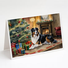 Load image into Gallery viewer, Australian Shepherd Cozy Christmas Greeting Cards - Blank Note Cards – 8-Pack of Artist-Designed Cards with Envelopes