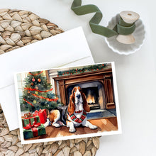 Load image into Gallery viewer, Basset Hound Cozy Christmas Greeting Cards - Blank Note Cards – 8-Pack of Artist-Designed Cards with Envelopes