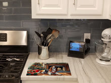 Load image into Gallery viewer, Basset Hound Cozy Christmas Glass Cutting Boards – Durable, Decorative Kitchen Art Large
