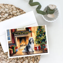 Load image into Gallery viewer, Bearded Collie Cozy Christmas Greeting Cards - Blank Note Cards – 8-Pack of Artist-Designed Cards with Envelopes