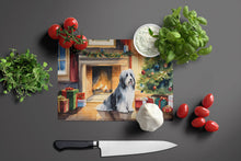 Load image into Gallery viewer, Bearded Collie Cozy Christmas Glass Cutting Boards – Durable, Decorative Kitchen Art Large