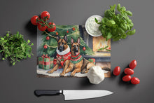 Load image into Gallery viewer, Belgian Malinois Cozy Christmas Glass Cutting Boards – Durable, Decorative Kitchen Art Large