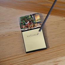 Load image into Gallery viewer, Belgian Malinois Cozy Christmas Sticky Note Holder- Refiilable Desk Accessory Note Pad
