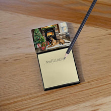 Load image into Gallery viewer, Belgian Malinois Cozy Christmas Sticky Note Holder- Refiilable Desk Accessory Note Pad