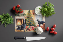 Load image into Gallery viewer, Belgian Sheepdog Cozy Christmas Glass Cutting Boards – Durable, Decorative Kitchen Art Large