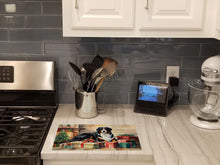 Load image into Gallery viewer, Bernese Mountain Dog Cozy Christmas Glass Cutting Boards – Durable, Decorative Kitchen Art Large