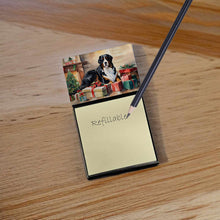 Load image into Gallery viewer, Bernese Mountain Dog Cozy Christmas Sticky Note Holder- Refiilable Desk Accessory Note Pad