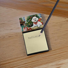 Load image into Gallery viewer, Bichon Frise Cozy Christmas Sticky Note Holder- Refiilable Desk Accessory Note Pad