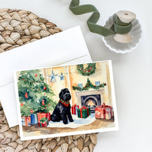 Load image into Gallery viewer, Black Russian Terrier Cozy Christmas Greeting Cards - Blank Note Cards – 8-Pack of Artist-Designed Cards with Envelopes