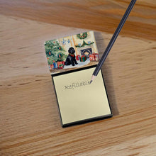 Load image into Gallery viewer, Black Russian Terrier Cozy Christmas Sticky Note Holder- Refiilable Desk Accessory Note Pad