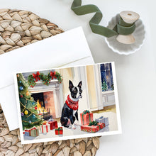 Load image into Gallery viewer, Boston Terrier Cozy Christmas Greeting Cards - Blank Note Cards – 8-Pack of Artist-Designed Cards with Envelopes