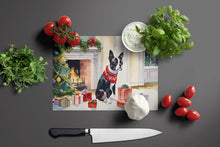 Load image into Gallery viewer, Boston Terrier Cozy Christmas Glass Cutting Boards – Durable, Decorative Kitchen Art Large