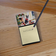 Load image into Gallery viewer, Boston Terrier Cozy Christmas Sticky Note Holder- Refiilable Desk Accessory Note Pad