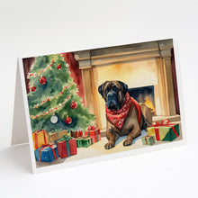 Load image into Gallery viewer, Bullmastiff Cozy Christmas Greeting Cards - Blank Note Cards – 8-Pack of Artist-Designed Cards with Envelopes