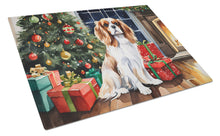 Load image into Gallery viewer, Cavalier Spaniel Cozy Christmas Glass Cutting Boards – Durable, Decorative Kitchen Art Large