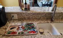 Load image into Gallery viewer, Cavalier Spaniel Cozy Christmas Dish Drying Mat
