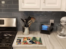 Load image into Gallery viewer, Collie Cozy Christmas Glass Cutting Boards – Durable, Decorative Kitchen Art Large