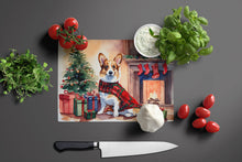 Load image into Gallery viewer, Corgi Cozy Christmas Glass Cutting Boards – Durable, Decorative Kitchen Art Large
