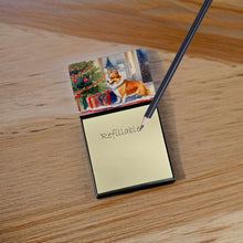 Load image into Gallery viewer, Corgi Cozy Christmas Sticky Note Holder- Refiilable Desk Accessory Note Pad